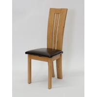 Vivendo Bycast Leather Solid Oak Dining Chair