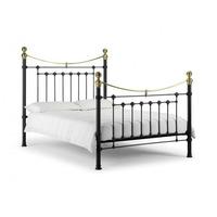 Victory Metal King Size Bed In Satin Black With Brass Effect