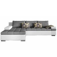 Victoria Corner Sofa Bed In White PU And Grey Fabric