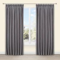 Villula Anthracite Plain Faux Silk Pencil Pleat Lined Curtains (W)167cm (L)228cm