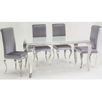 Vida Living Louis White Glass Top Dining Set with 4 Chairs