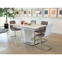 vida living essence white gloss dining set extending with 4 dining cha ...