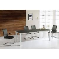 Vida Living Mobo Grey High Gloss Dining Set - Large Extending with 6 Dining Chairs