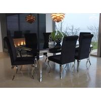Vida Living Louis Black Glass Top Dining Set with 6 Chairs