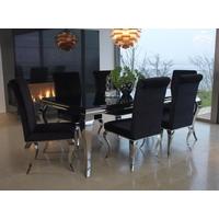 vida living louis black glass top dining set with 6 chairs