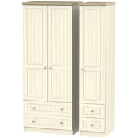 Vienna Cream Ash Triple Wardrobe with Drawer