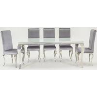 Vida Living Louis White Glass Top Dining Set with 6 Chairs