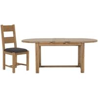 Vida Living Breeze Oak Dining Set - Oval Extending with 6 Grey Dining Chairs