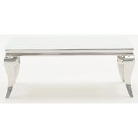 vida living louis white glass top coffee table small