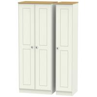 Victoria Cream Ash and Modern Oak Triple Wardrobe - Tall Plain