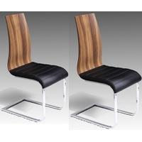 Vida Living Messina Walnut Black Dining Chair (Pair)