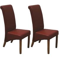 Vida Living Torino Faux Leather Dining Chair - Red with Oak Leg (Pair)