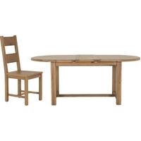 Vida Living Breeze Oak Dining Set - Oval Extending with 6 Solid Seat Dining Chairs