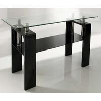 vida living calico glass top black console table