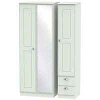 Victoria Grey Matt Triple Wardrobe - Tall 2 Drawer and Mirror