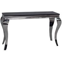 vida living louis black glass top console table