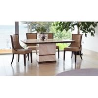 Vida Living Marcello Marble Dining Set - Rectangular with 4 Beige Faux Leather Chairs