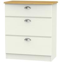 Victoria Cream Ash and Modern Oak Chest of Drawer - 3 Drawer Deep