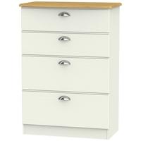 Victoria Cream Ash and Modern Oak Chest of Drawer - 4 Drawer Deep