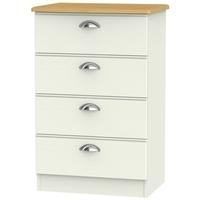 Victoria Cream Ash and Modern Oak Chest of Drawer - 4 Drawer Midi