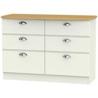 Victoria Cream Ash and Modern Oak Chest of Drawer - 6 Drawer Midi