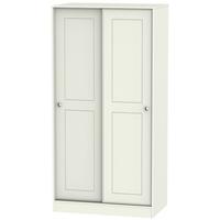 Victoria Cream Ash and Modern Oak Sliding Wardrobe - 100cm Wide