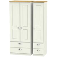 Victoria Cream Ash and Modern Oak Triple Wardrobe with Drawer