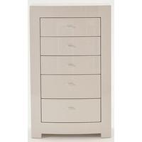 vida living mirelle grey gloss chest of drawer 5 drawer tall