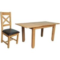 Vida Living Klara Oak Dining Set - Large Extending with 4 Cross Back Dining Chairs