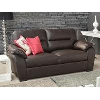 Vida Living Novara 3 Seater Leather Fixed Sofa - Brown