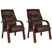 Vida Living Jacob Fire Side Leather Armchair (Pair) - Brown