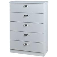 Victoria Grey Matt Chest of Drawer - 5 Drawer