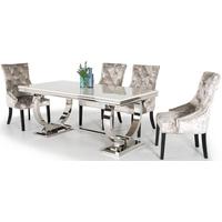 Vida Living Arianna Marble Dining Set with 4 Eden Knockerback Mink Chairs