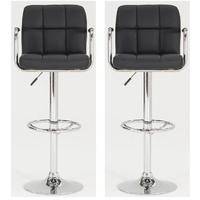 Vida Living Miami Black Leather Bar Stool (Pair)