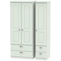 Victoria Grey Matt Triple Wardrobe with Drawer