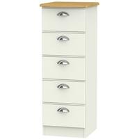 Victoria Cream Ash and Modern Oak Chest of Drawer - 5 Drawer Locker