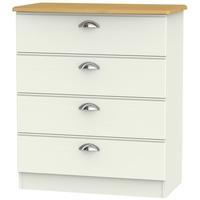 Victoria Cream Ash and Modern Oak Chest of Drawer - 4 Drawer