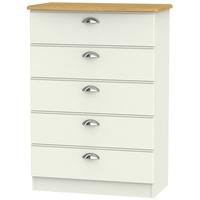 Victoria Cream Ash and Modern Oak Chest of Drawer - 5 Drawer