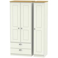 Victoria Cream Ash and Modern Oak Triple Wardrobe 2 Drawer