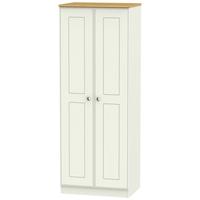 Victoria Cream Ash and Modern Oak Wardrobe - Tall 2ft 6in Double Hanging