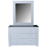 vida living newport white gloss dressing chest with mirror