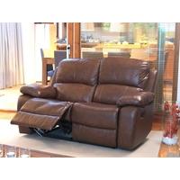 vida living primo 2 seater leather recliner sofa old saddle brown