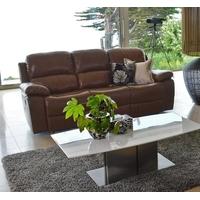 vida living primo 3 seater leather recliner sofa chestnut brown