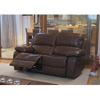 vida living primo 2 seater leather recliner sofa chestnut brown