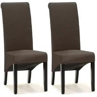Vida Living Torino Faux Leather Dining Chair - Brown with Wenge Leg (Pair)