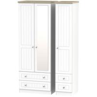 Vienna Porcelain Triple Wardrobe - Tall with Mirror and Drawer