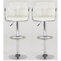 vida living miami white leather bar stool pair