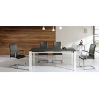 vida living mobo grey high gloss dining set small extending with 4 din ...