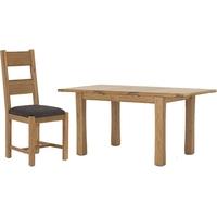 Vida Living Breeze Oak Dining Set - Small Extending with 4 Grey Dining Chairs