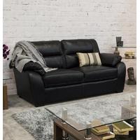 Vida Living Novara 3 Seater Leather Fixed Sofa - Black